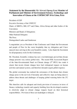 High Level Segment Statement COP20 Ghana 20141209