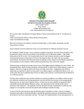 Statement High Level Leaders Event COP21 Brazil 20151130