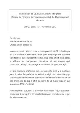High Level Segment Statement COP23 Belgium 20171116