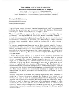 High Level Segment Panel Statements(s) COP10 Bulgaria 20041216