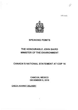 High Level Segment Statement COP16 Canada 20101209