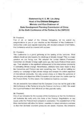 High Level Segment Statement COP6 China 20001121