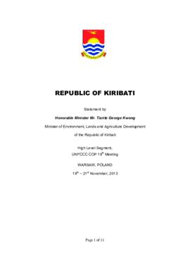 High Level Segment Statement COP19 Kiribati 20131120