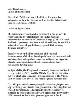 High Level Segment Statement COP26 Saudi Arabia English 20211110