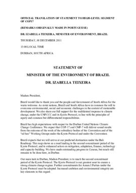 High Level Segment Statement COP17 Brazil 20111208