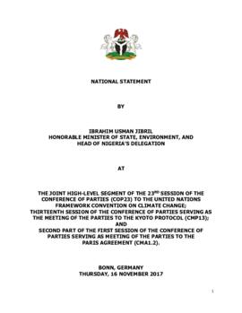 High Level Segment Statement COP23 Nigeria 20171116