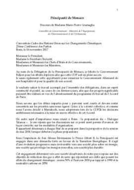 High Level Segment Statement COP23 Monaco 20171116