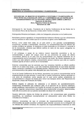 High Level Segment Statement COP5 Bolivia (Plurinational State of) 19991102