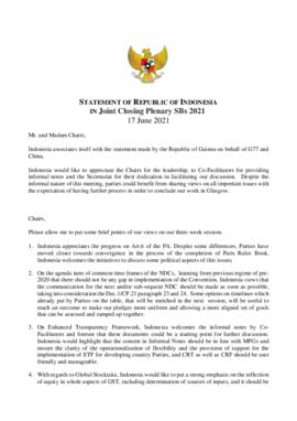 Statement Closing of SB2021 Indonesia 20210617