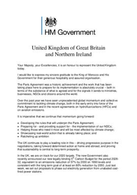 High Level Segment Statement COP22 United Kingdom of Great Britain and Northern Ireland 20161116