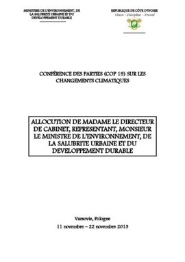 High Level Segment Statement COP19 Côte d'Ivoire 20131121