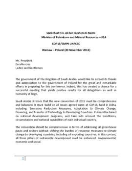 High Level Segment Statement COP19 Saudi Arabia 20131120