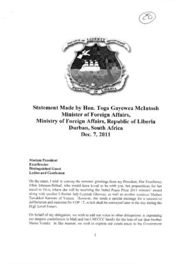 High Level Segment Statement COP17 Liberia 20111207