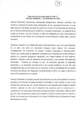 High Level Segment Statement COP17 Honduras 20111207