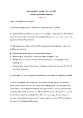 Statement Closing of SB2021 Australia on behalf of the Umbrella Group 20210617