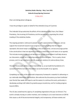 Statement Opening of SB2021 Australia on behalf of the Umbrella Group 20210531