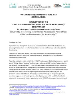 Statement Closing of SB50 ICLEI on behalf of LGMA 20190627