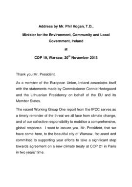 High Level Segment Statement COP19 Ireland 20131120