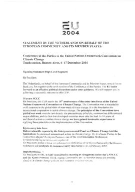 High Level Segment Panel Statements(s) COP10 Netherlands on behalf of European Union 20041215