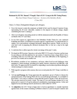 Statement Closing of SB2021 Bhutan on behalf of the Least Developed Countries Group (LDCs) 20210617