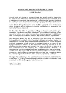 High Level Segment Statement COP22 Armenia 20161116