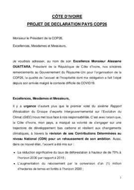 High Level Segment Statement COP26 Côte D'Ivoire 20211110