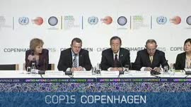 COP15 Press briefing UN Secretary-General, Danish Prime Minister and UNFCCC Executive Secretary 20091215 1900-1930 Floor