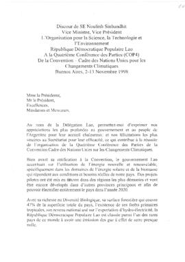 High Level Segment Statement  COP4 Lao People's Democratic Republic 19981112