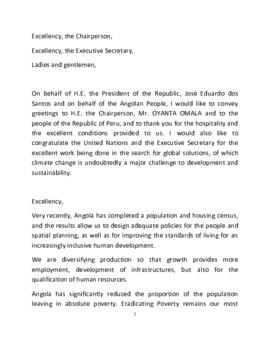 High Level Segment Statement COP20 Angola 20141209