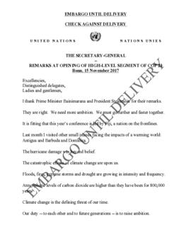 High Level Segment Statement COP23 UN Secretary-General 20171115