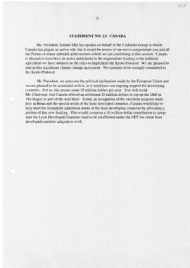 Statement Closing of COP6-2 Canada 20010723