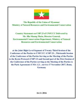 High Level Segment Statement COP23 Myanmar 20171116