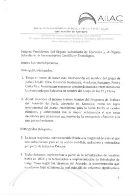 Statement Opening of SB50 Costa Rica on behalf of AILAC Short Version Spanish 20190617
