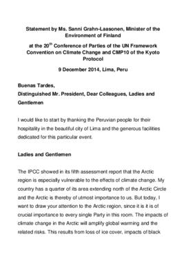 High Level Segment Statement COP20 Finland 20141209